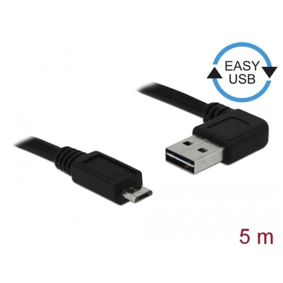 Delock Kábel - 83385 (USB-A 2.0 hajlított -gt; USB Micro-B, apa/apa, 5m)