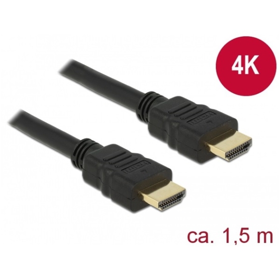 Delock Kábel - 84753 (HDMI -gt; HDMI, apa/apa, 4K, 1,5m)