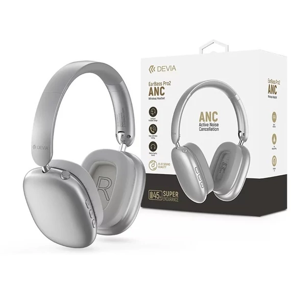 Devia ST121843 EarBass Pro2 ANC Bluetooth ezüst sztereó fejhallgató