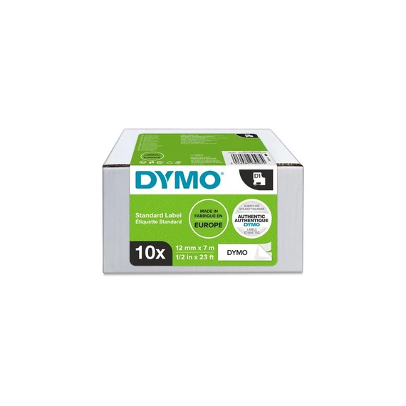 Feliratozógép szalag készlet, 12mm x 7 m, DYMO "D1", fehér-fekete, 10db/doboz