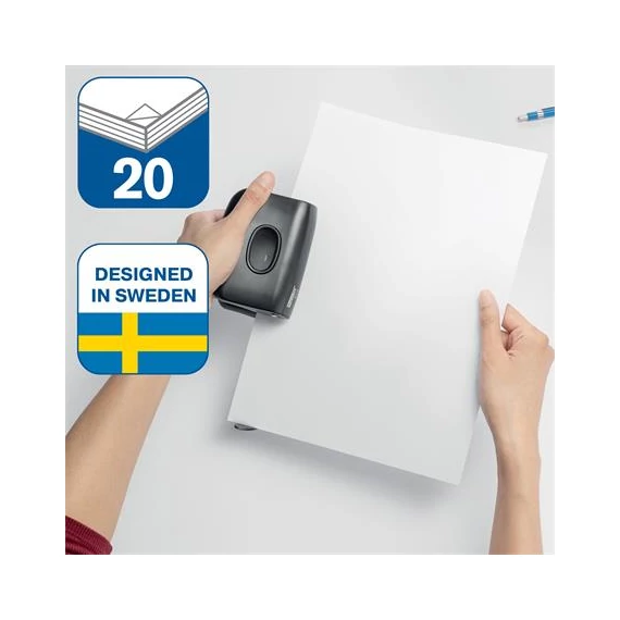 Lyukasztó, kétlyukú, újrahasznosított, 20 lap, RAPID 