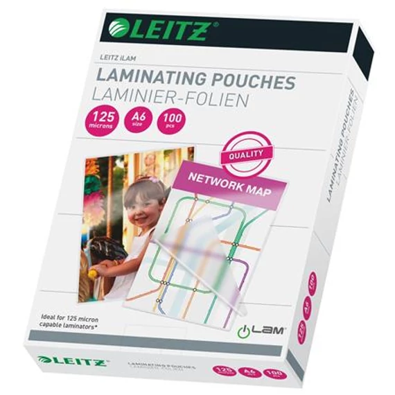 Meleglamináló fólia, 125mikron, A6, fényes, LEITZ 