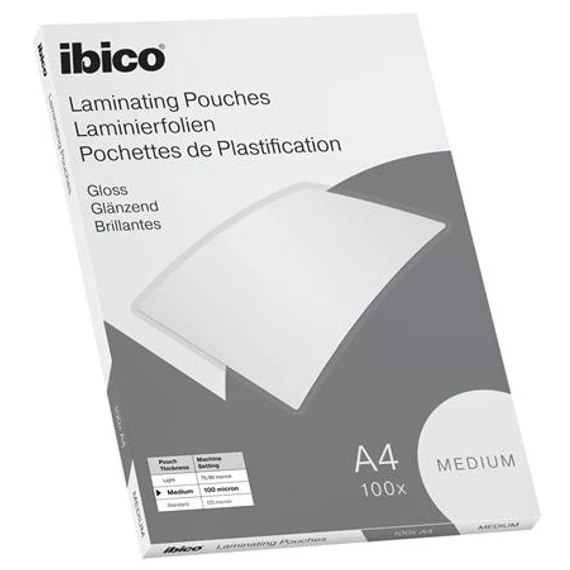Meleglamináló fólia, 100 mikron, A4, fényes, IBICO 