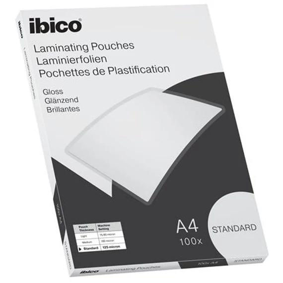 Meleglamináló fólia, 125 mikron, A4, fényes, IBICO 
