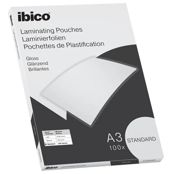 Meleglamináló fólia, 125 mikron, A3, fényes, IBICO 