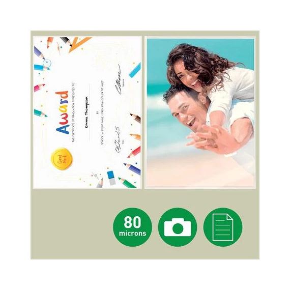 Meleglamináló fólia, 80mikron, A4, fényes, UDT technológiával, LEITZ 