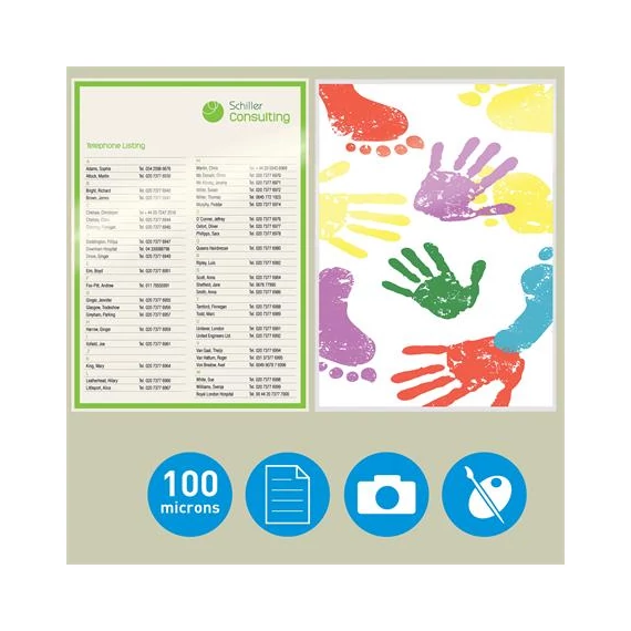 Meleglamináló fólia, 100mikron, A3, fényes, UDT technológiával, LEITZ 