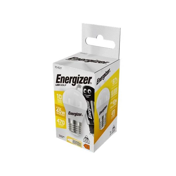 LED izzó, E27, golf gömb, 4,9W (40W), 470lm, 3000K, ENERGIZER