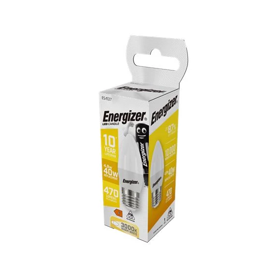 LED izzó, E27, gyertya, 4,9W (40W), 470lm, 3000K, ENERGIZER