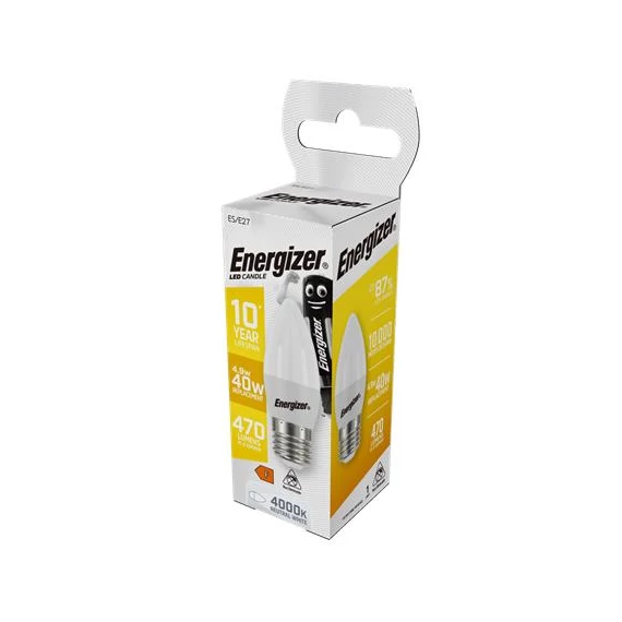 LED izzó, E27, gyertya, 4,9W (40W), 470lm, 4000K, ENERGIZER