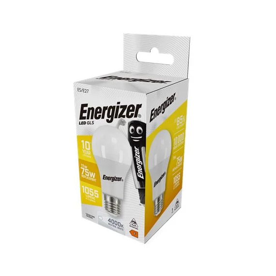 LED izzó, E27, normál gömb, 11W (75W), 1055lm, 4000K, ENERGIZER