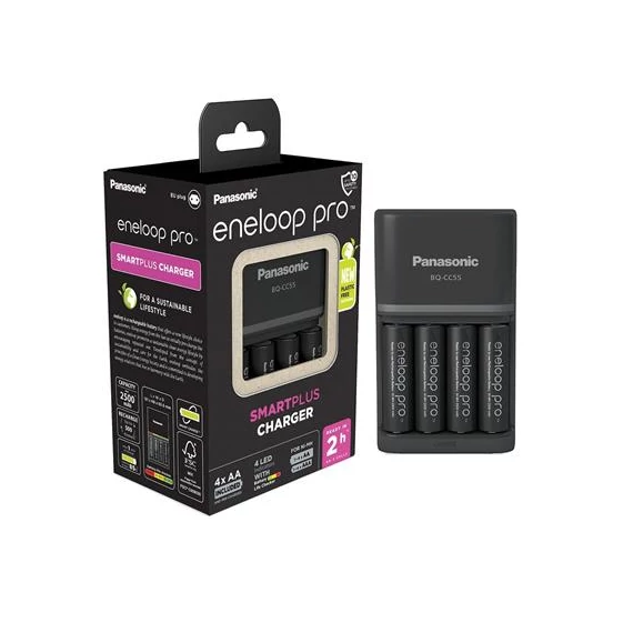 Panasonic Eneloop K-KJ55HCD40E AA 2500mAh gyors akkutöltő +4xAA akku