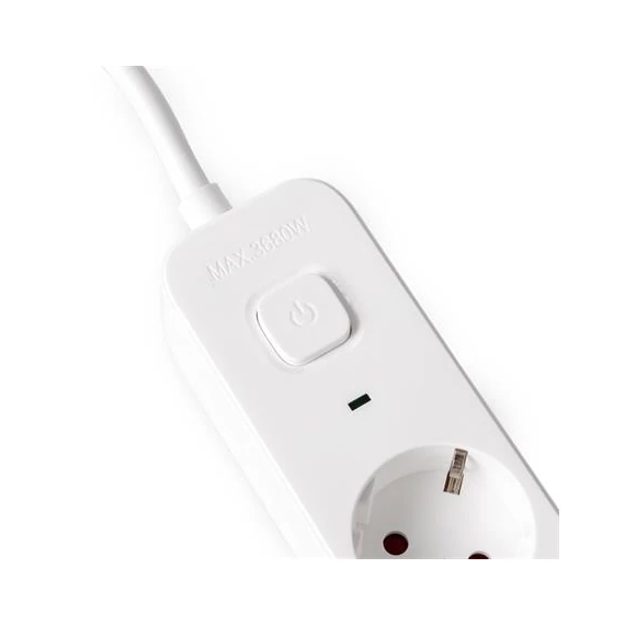 Elosztósor, 4 aljzat, 1,5 m, USB, kapcsolóval, ENTAC, fehér