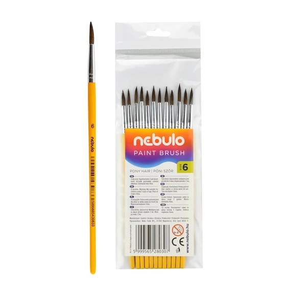 Ecset, no. 6, kerek, festett nyelű, NEBULO, 12db/cs