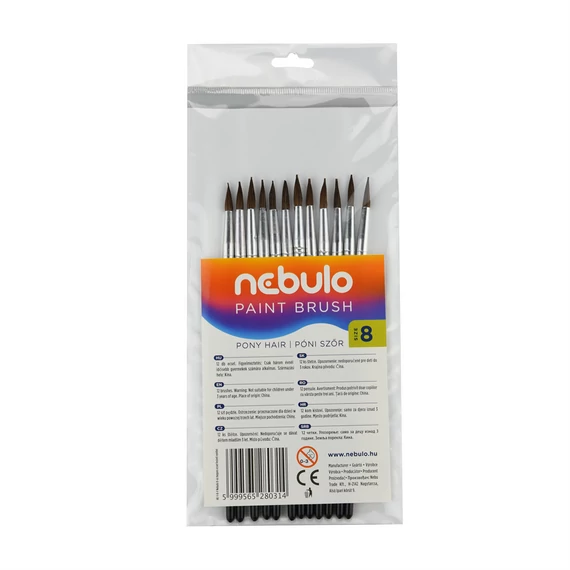 Ecset, no. 8, kerek, festett nyelű, NEBULO, 12db/cs