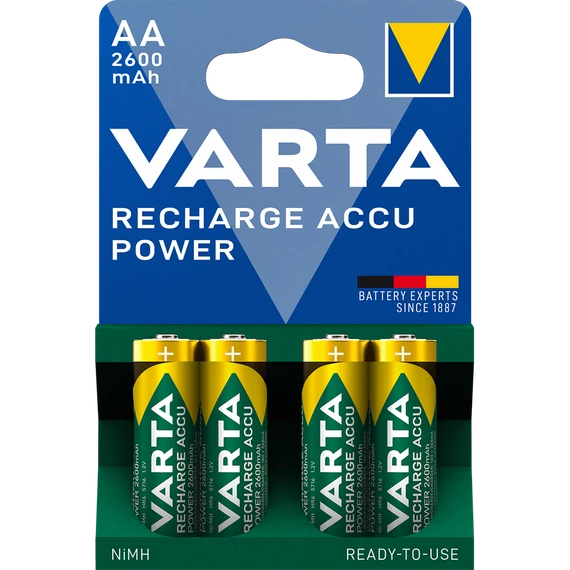 Tölthető elem, AA ceruza, 4x2600 mAh, előtöltött, VARTA "Power"
