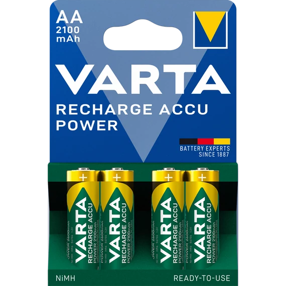 Tölthető elem, AA ceruza, 4x2100 mAh, előtöltött, VARTA 