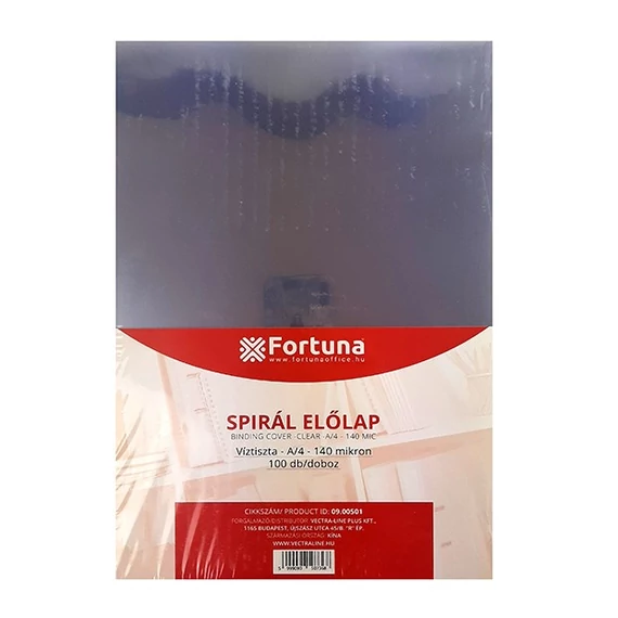 Előlap FORTUNA A4 víztiszta 140 mikron 100/dob