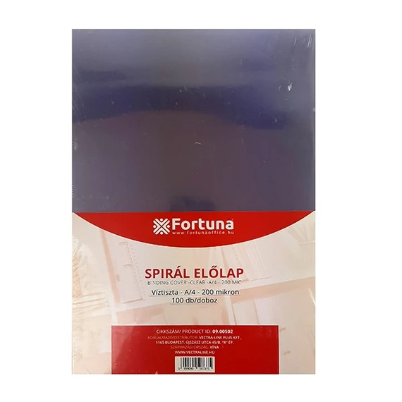 Előlap FORTUNA A4 víztiszta 200 mikron 100/dob