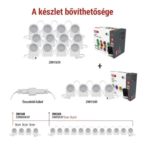 Emos GoSmart 85 cm-es lánc, 4 rész, 7 W, RGBIC+CCT, dimmelhető, WiFi LED reflektor