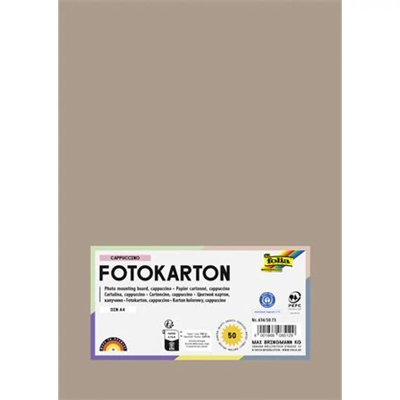 Dekorkarton, 2 oldalas, A4, 300 g, 50 lap, FOLIA, cappuccino