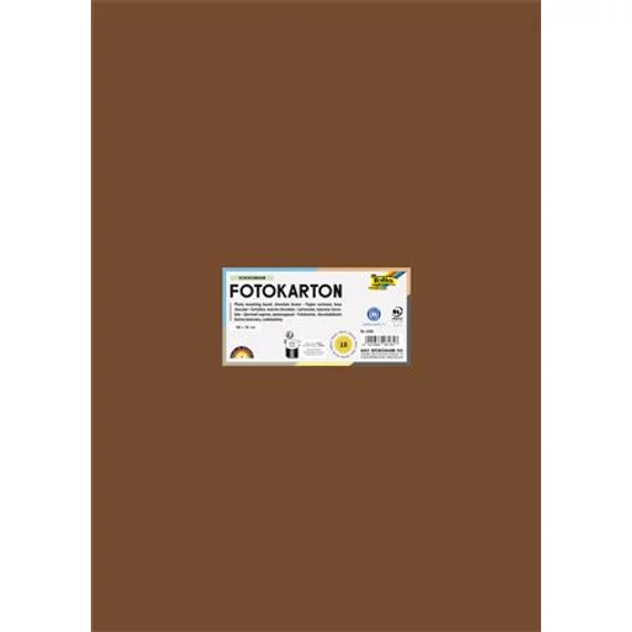 Dekorkarton, 2 oldalas, 50x70 cm, 300 g, 10 lap, FOLIA, csokoládébarna