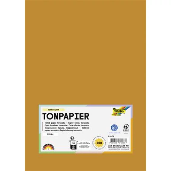Színes papír, A4, 130 g, 100 lap, FOLIA, terrakotta