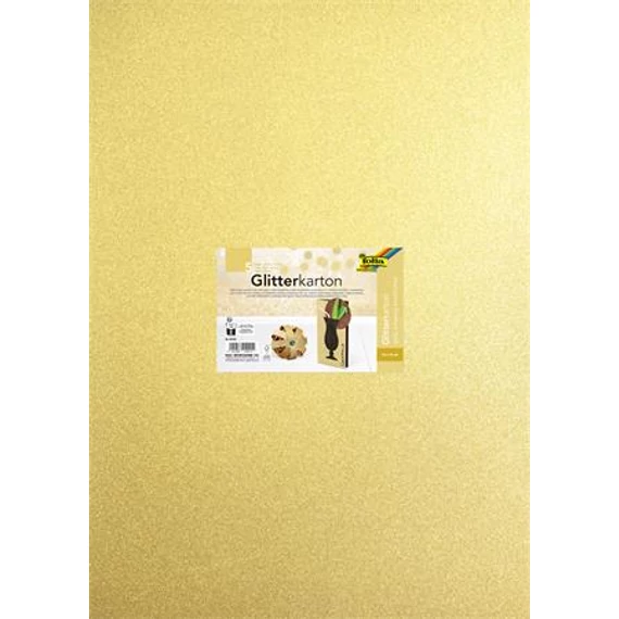 Dekorkarton tömb, csillámos, 1 oldalas, 50x70 cm, 300g, 5 lap, FOLIA, arany