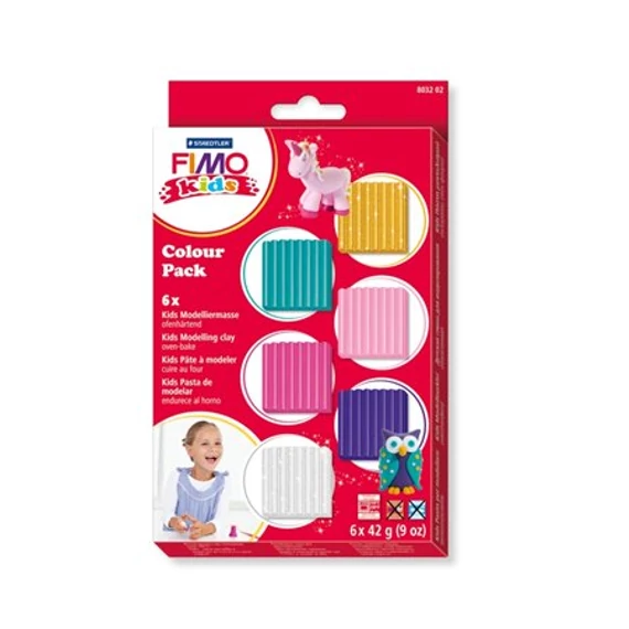 Gyurma készlet, 6x42 g, égethető, lányoknak, FIMO 