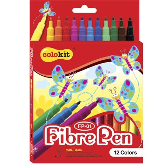 Filctoll készlet, COLOKIT "FibrePen", 12 különböző szín