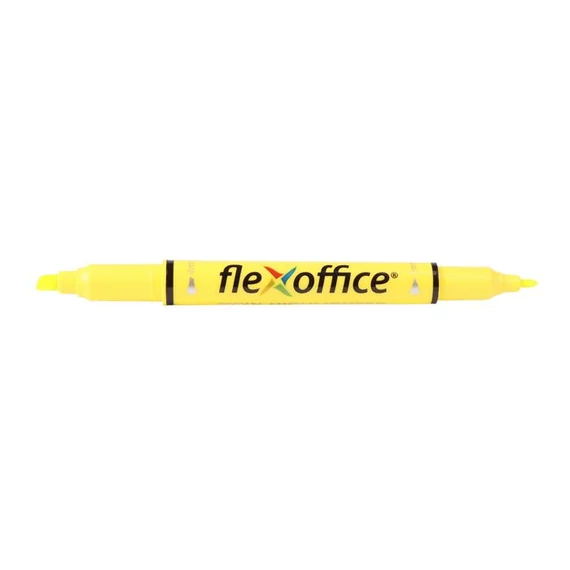 Szövegkiemelő, 1,0/4,0mm, kétvégű, FLEXOFFICE "HL01", sárga, 12db/cs