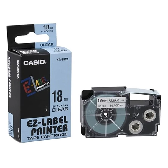 Feliratozógép szalag XR-18X1 18mmx8m Casio víztiszta/fekete