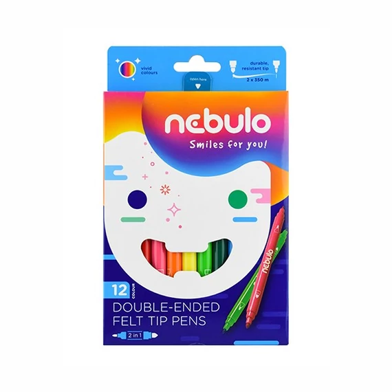Filctoll készlet, kétvégű, 12 darabos, NEBULO