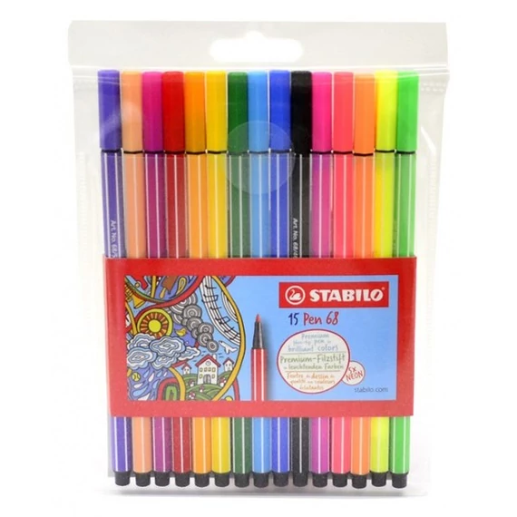 Filctoll STABILO Pen 68 10+5db-os neon készlet