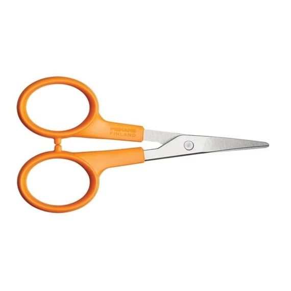 Olló, körömvágó, 10 cm, hajlított, FISKARS "Classic", narancssárga