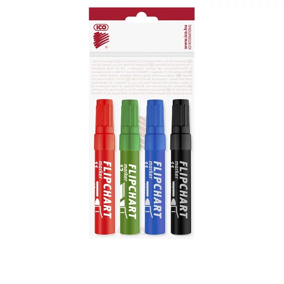 Flipchart marker készlet, 1-3 mm, kúpos, ICO "Artip 11", 4 különböző szín