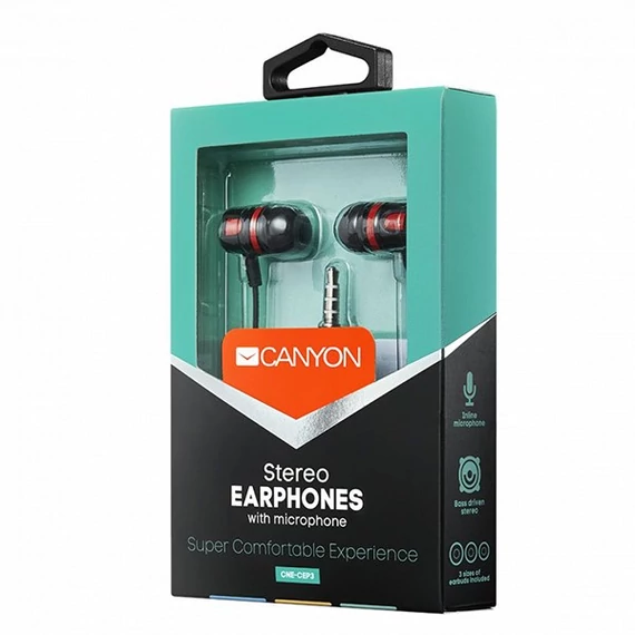 Fülhallgató CANYON CEP3R mikrofonos Black/Red