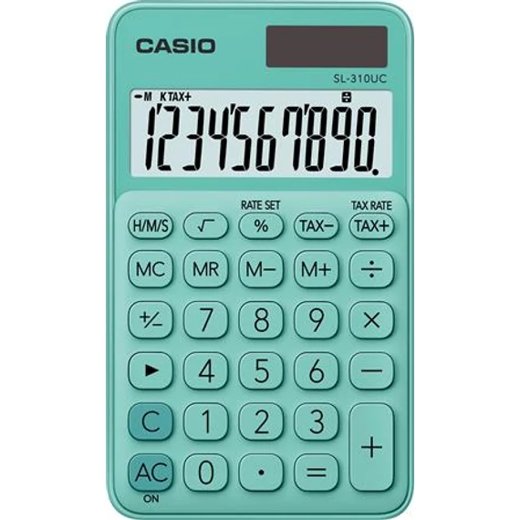 Zsebszámológép, 10 számjegy, CASIO "SL 310", zöld