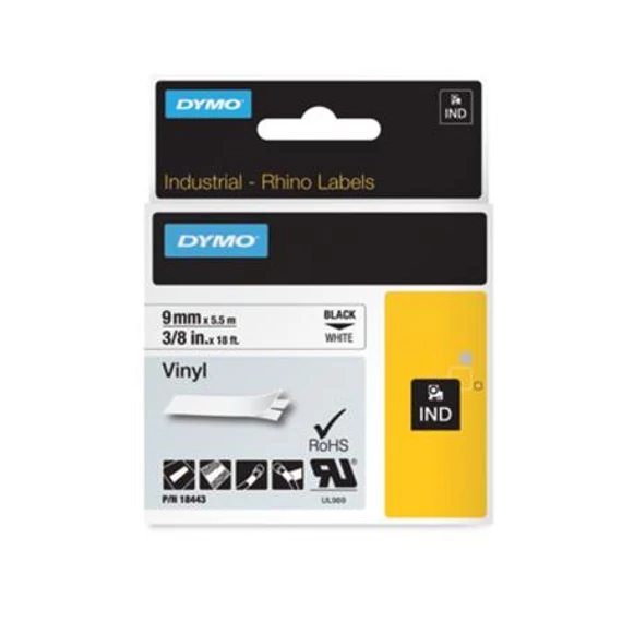 Feliratozógép szalag, vinil, 9 mm x 5,5 m, DYMO 