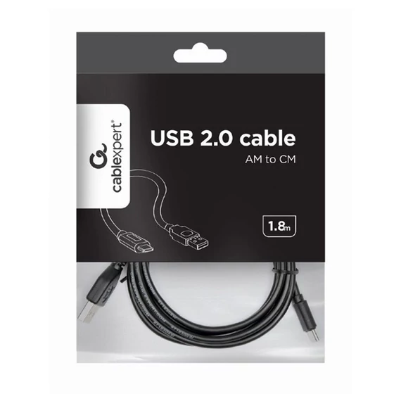 Gembird CCP-USB2-AMCM-6 USB2.0 AM to Type-C cable 1,8m Black