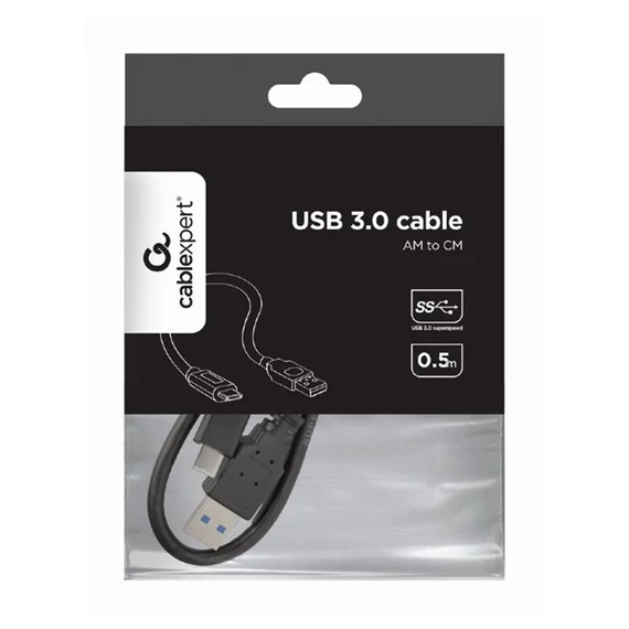 Gembird CCP-USB3-AMCM-0.5M USB3.0 AM to Type-C cable 0,5m Black