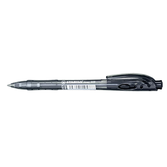 Golyóstoll, 0,38 mm, nyomógombos, STABILO "Liner 308", fekete