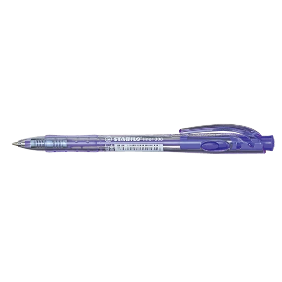 Golyóstoll, 0,38 mm, nyomógombos, STABILO "Liner 308", lila