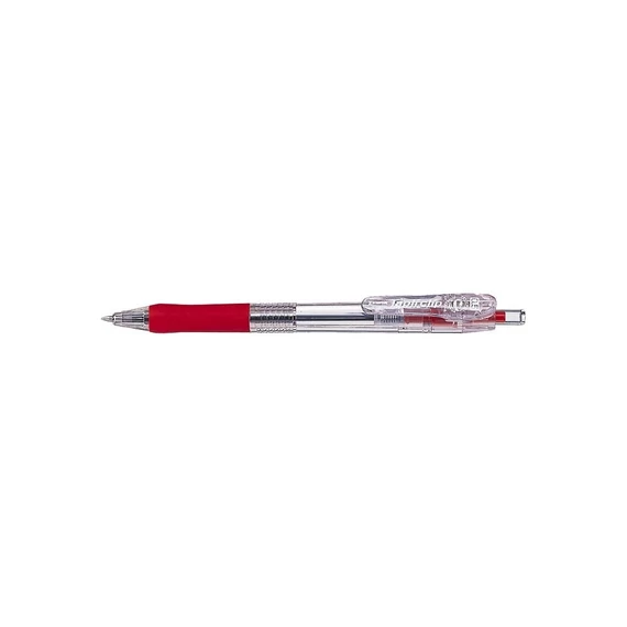Golyóstoll, 0,21 mm, nyomógombos, ZEBRA "Tapli Clip ECO", piros