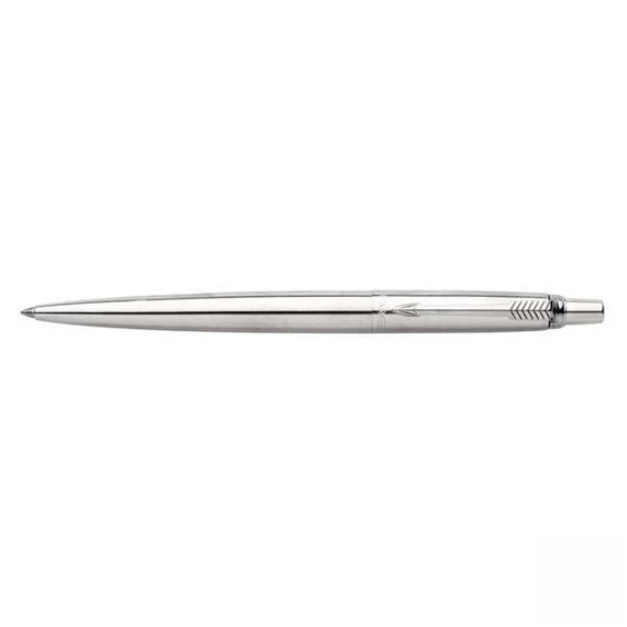 Golyóstoll, 0,7 mm, nyomógombos, ezüst színű klip, rozsdam. acél tolltest, PARKER "Royal Jotter", kék