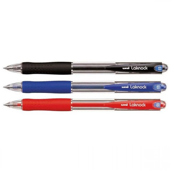 Golyóstoll, 0,3 mm, nyomógombos, UNI "SN-100 Laknock", piros