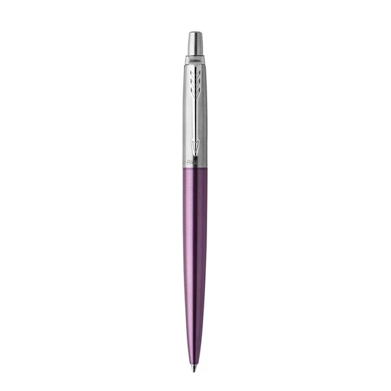 Golyóstoll, 0,7 mm, ezüst színű klip, victoria ibolya kék tolltest, PARKER, "Royal Jotter", kék