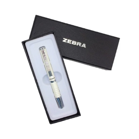 Golyóstoll, 0,24 mm, teleszkópos, metálfehér tolltest, ZEBRA 