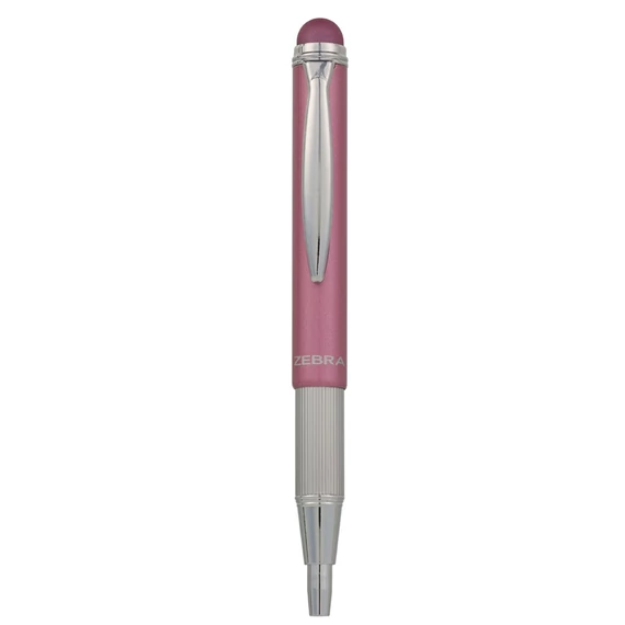 Golyóstoll, 0,24 mm, teleszkópos, rozsdamentes acél, pink tolltest, ZEBRA "Telescopic Metal Stylus", kék