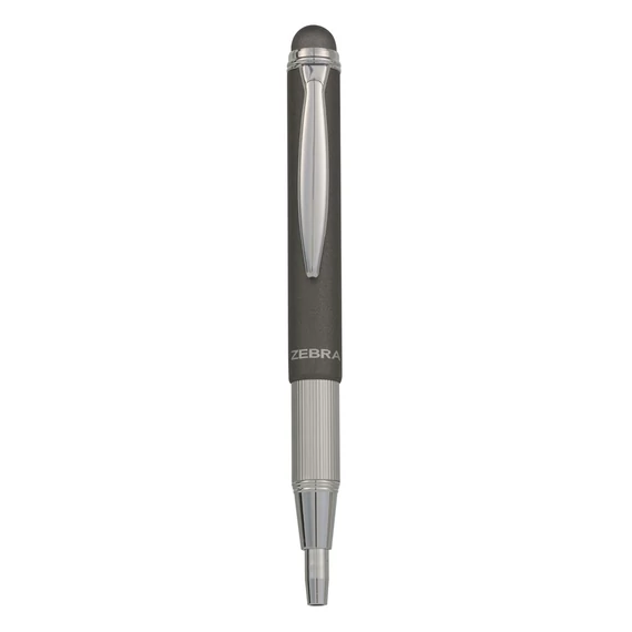 Golyóstoll, 0,24 mm, teleszkópos, rozsdamentes acél, grafitszürke tolltest, ZEBRA "Telescopic Metal Stylus", kék